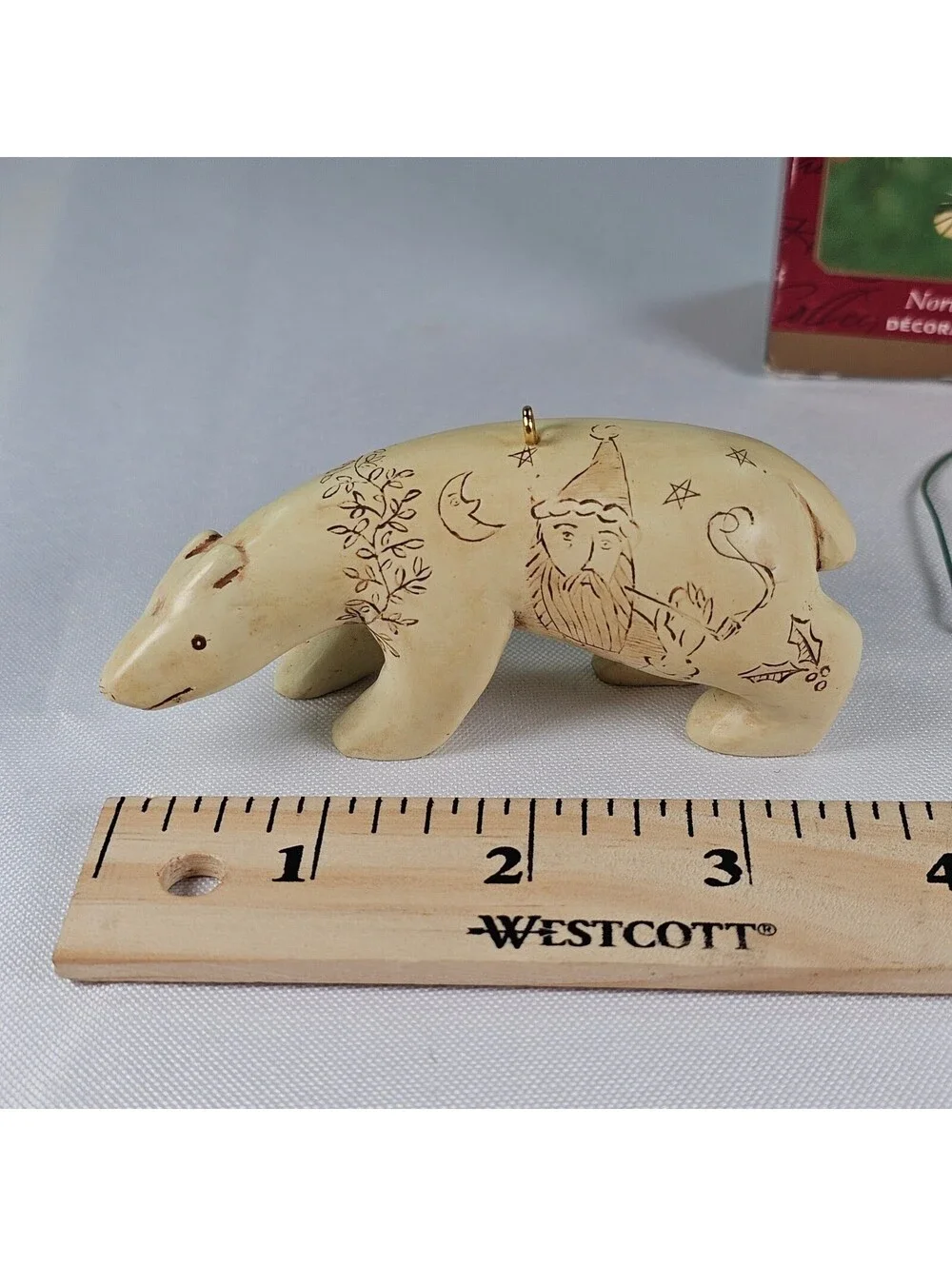 Vtg Hallmark Keepsake Northern Art Bear Ornament 2000 Rich LaPierre Ivory Look